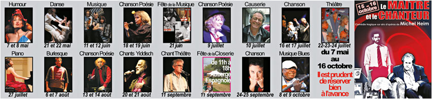 Tous les spectacles de La Closerie : danse, musique, théâtre, chanson, poésie, humour... Entre Yonne et Nièvre